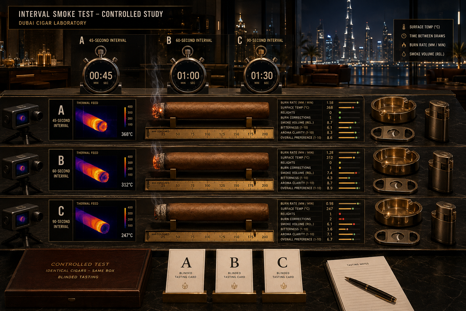 We Smoked the Same Cigar at 45, 60 and 90 Seconds