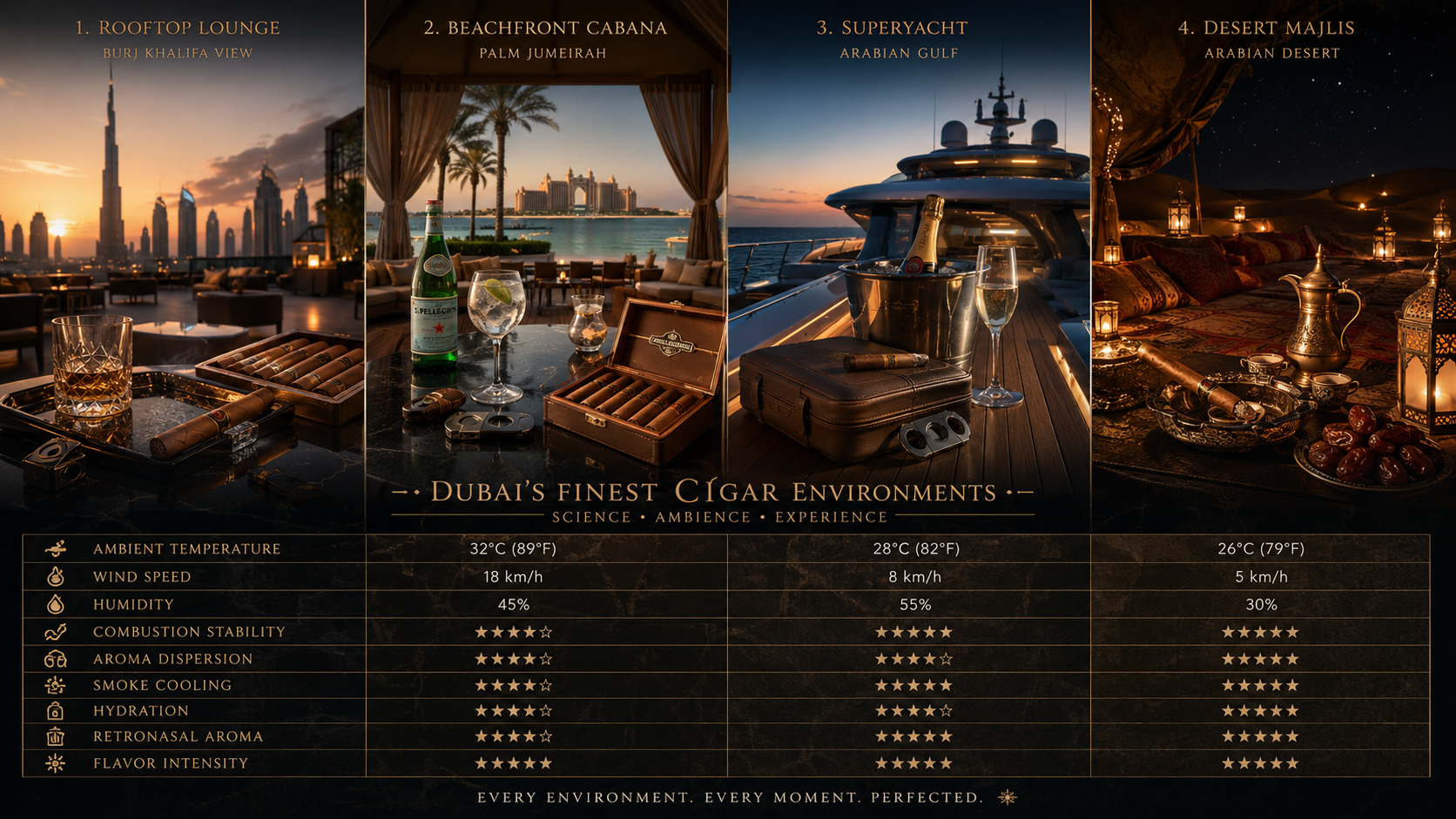 The Dubai Pairing Guide: Cigars for Rooftops, Beaches, and Desert Evenings
