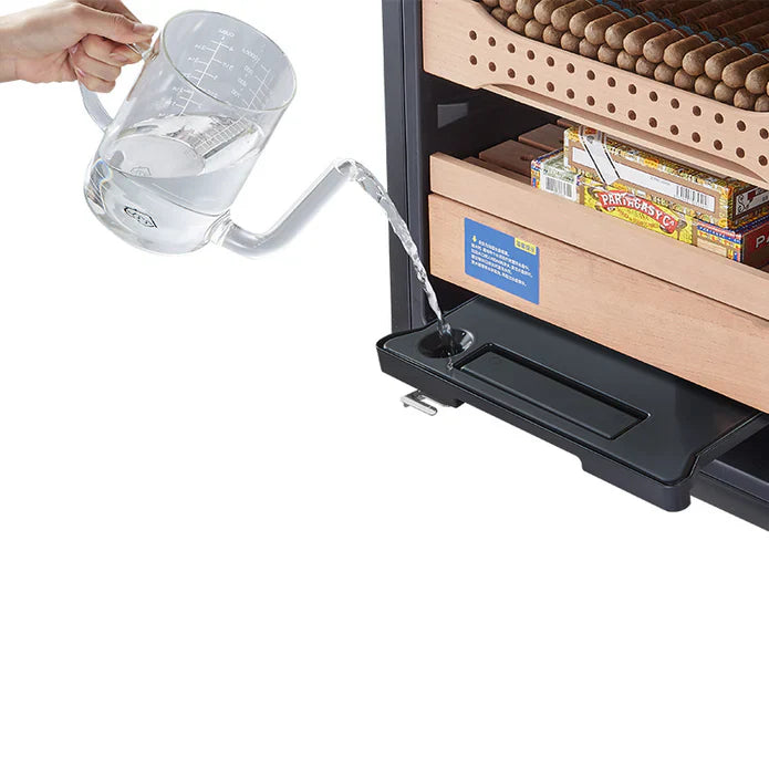 easy to refill water with the afidano 850 ct humidor cabinet