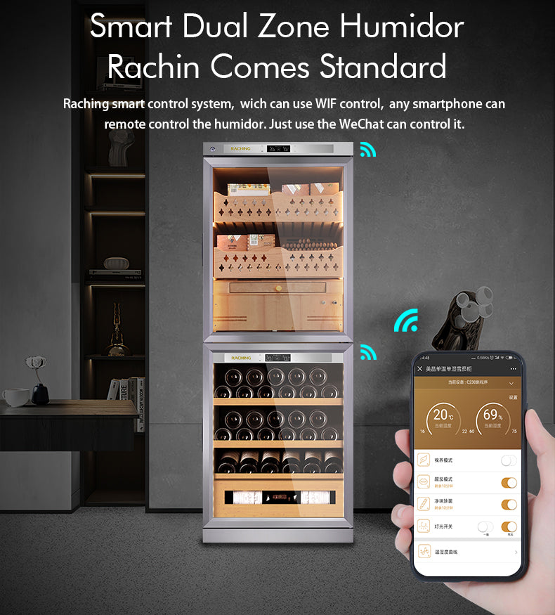 Raching - FJ-CW36B Precise Premium Cigar & Wine Humidor Cabinet