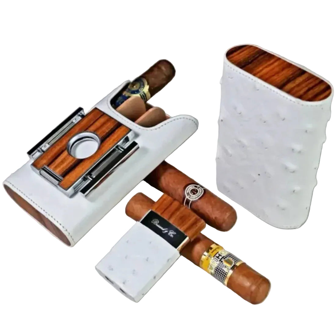 Brizard & Co – The “Elite Series 2” Cutter - White Ostrich Leather & Rosewood