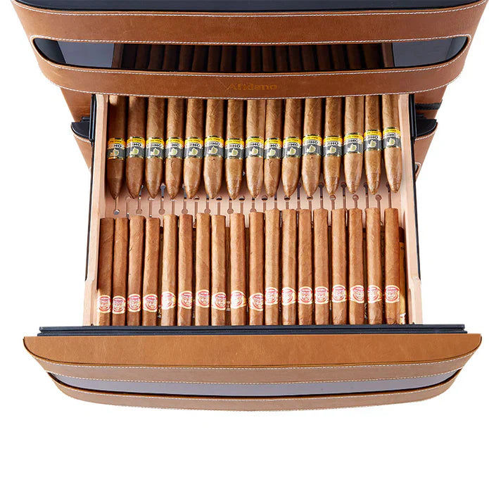 brown humidor with premium cigars from cigar inc