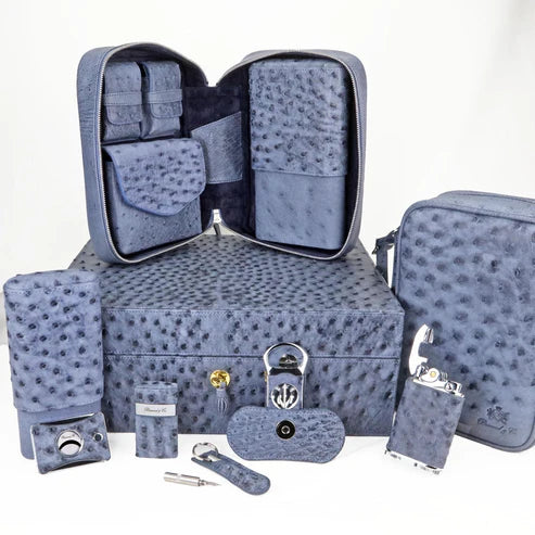 The "Airflow" Cigar Humidor - "American Blue Jeans" Ostrich (60/70 Count)