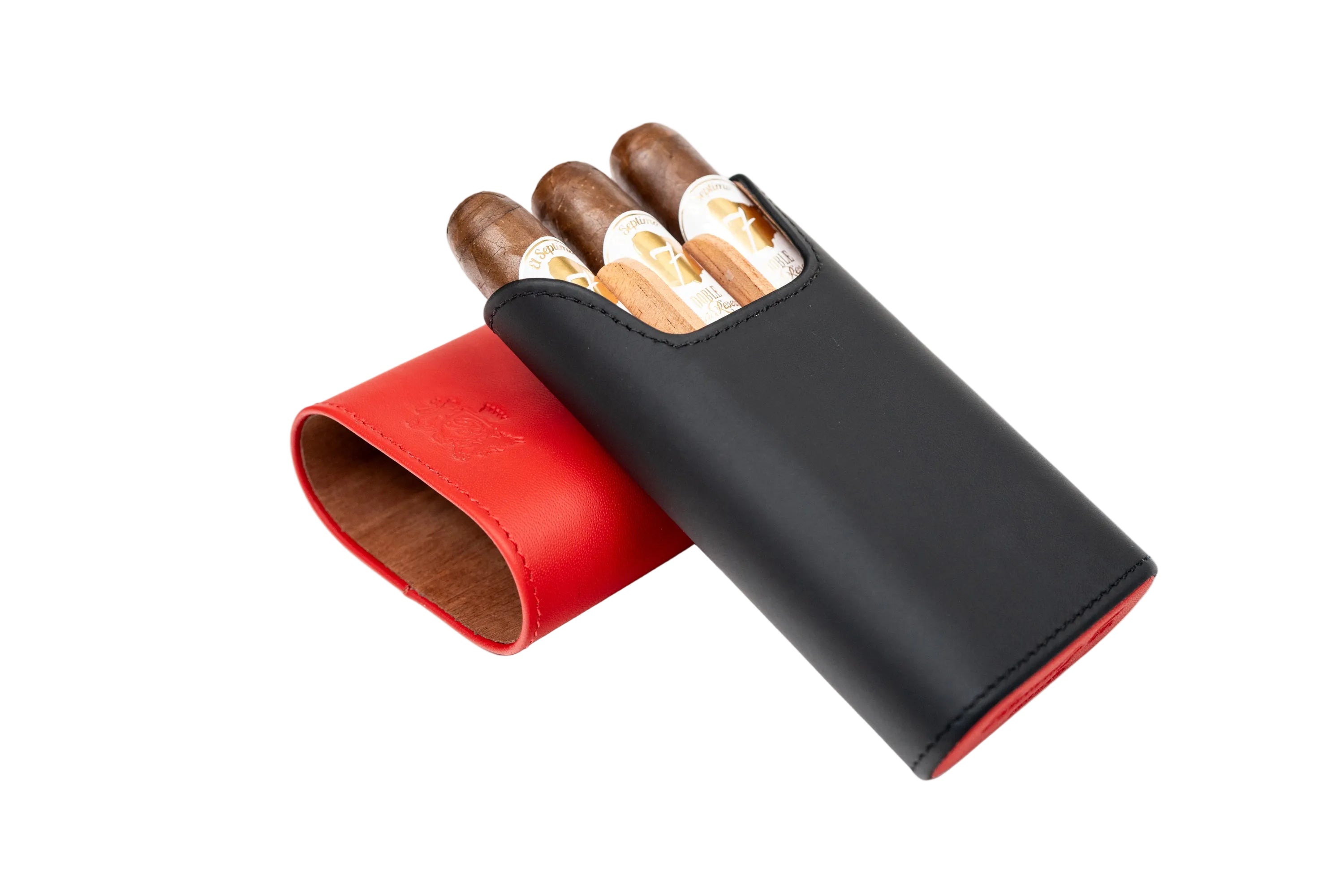 Brizard & Co – “Show Band” 3 Cigar Case – Racing Black Bottom & Red Top
