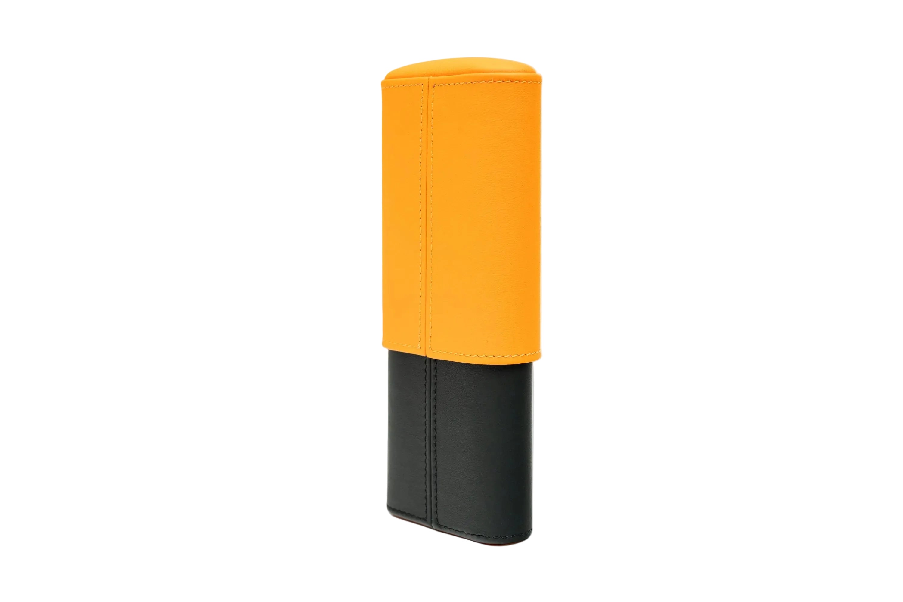 Brizard & Co – “Show Band” 3 Cigar Case – Racing Black Bottom & Orange Top – Racing Black & Orange Collection