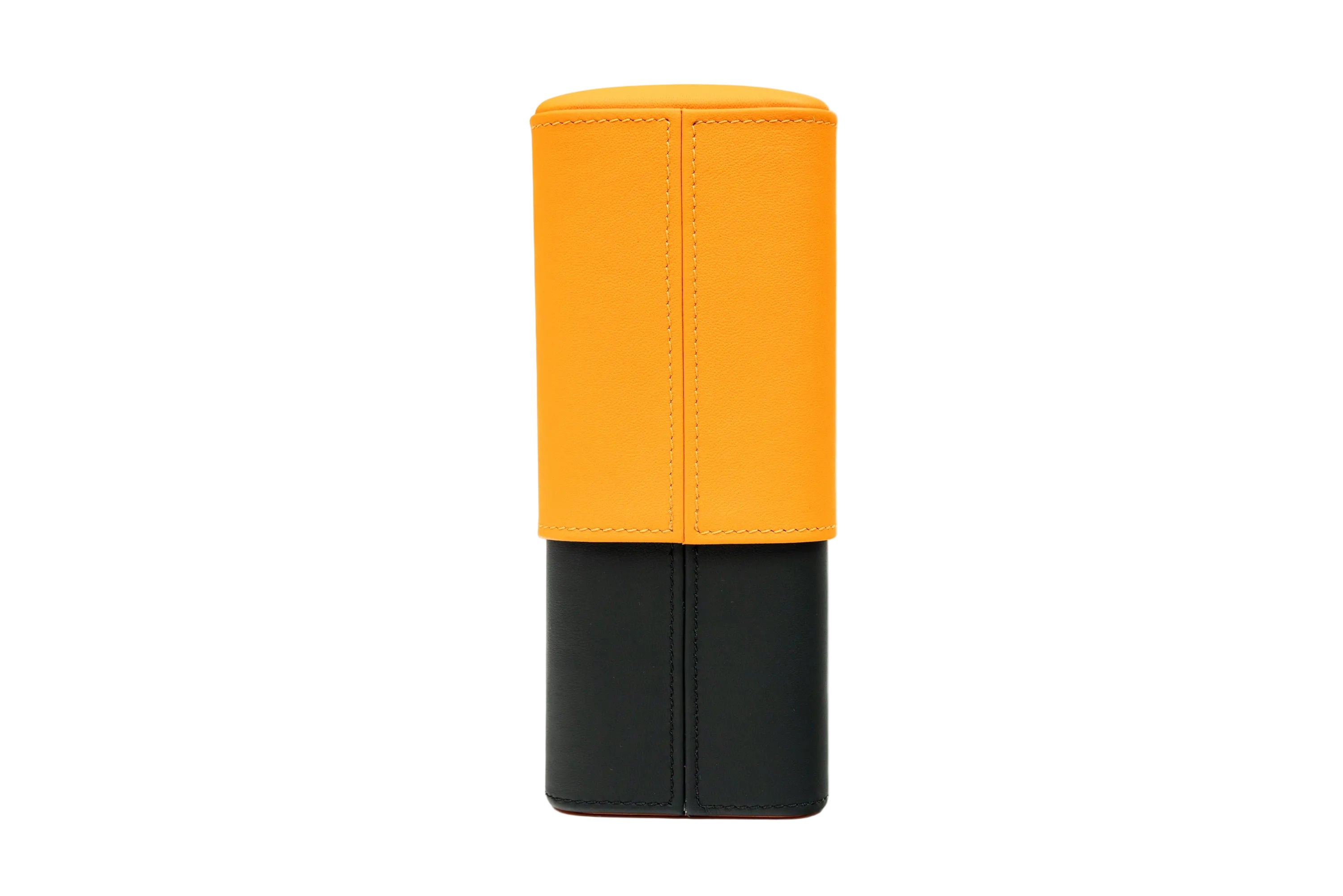 Brizard & Co – “Show Band” 3 Cigar Case – Racing Black Bottom & Orange Top – Racing Black & Orange Collection