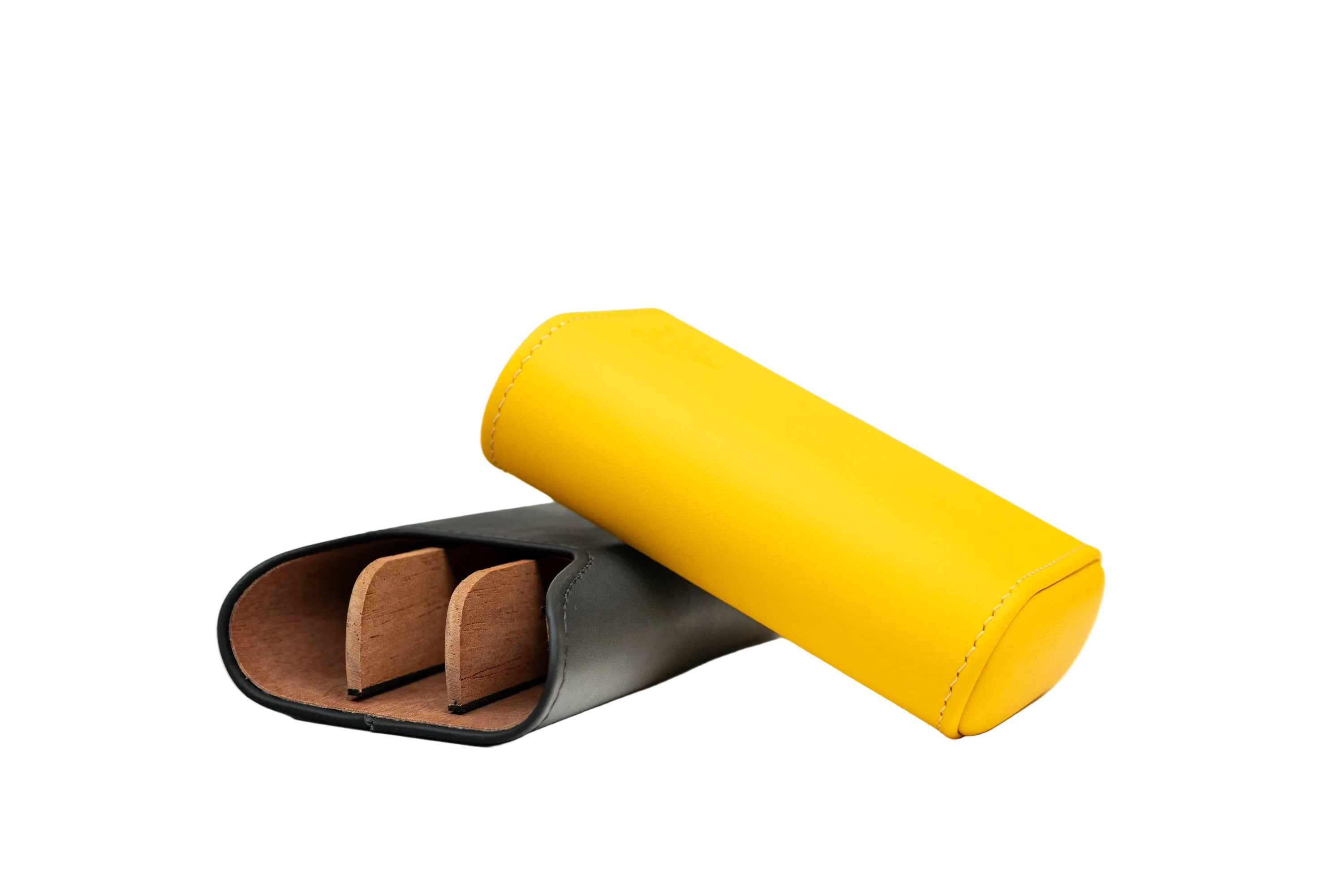 Brizard & Co – “Show Band” 3 Cigar Case – Racing Black Bottom & Yellow Top
