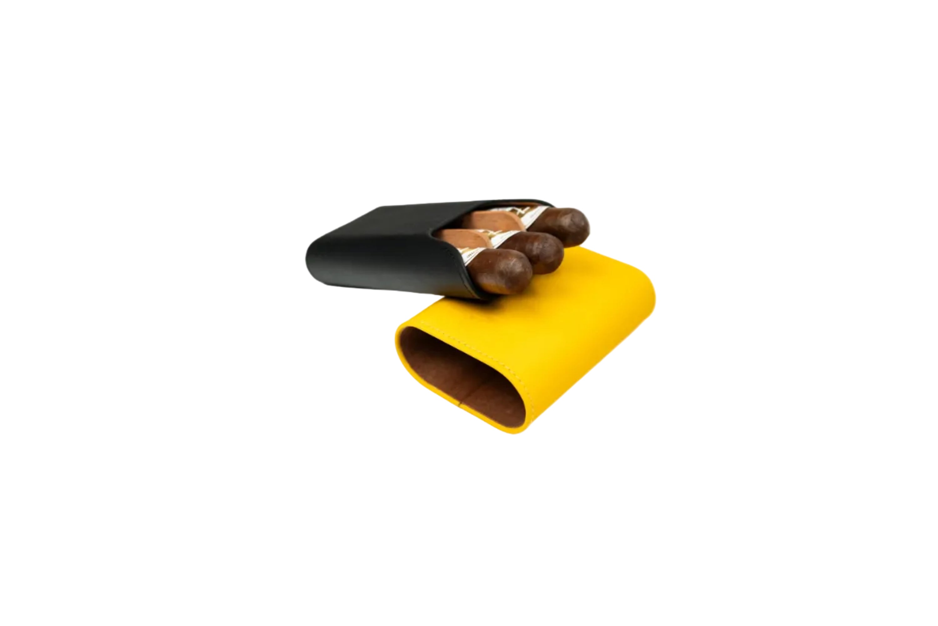 Brizard & Co – “Show Band” 3 Cigar Case – Racing Black Bottom & Yellow Top