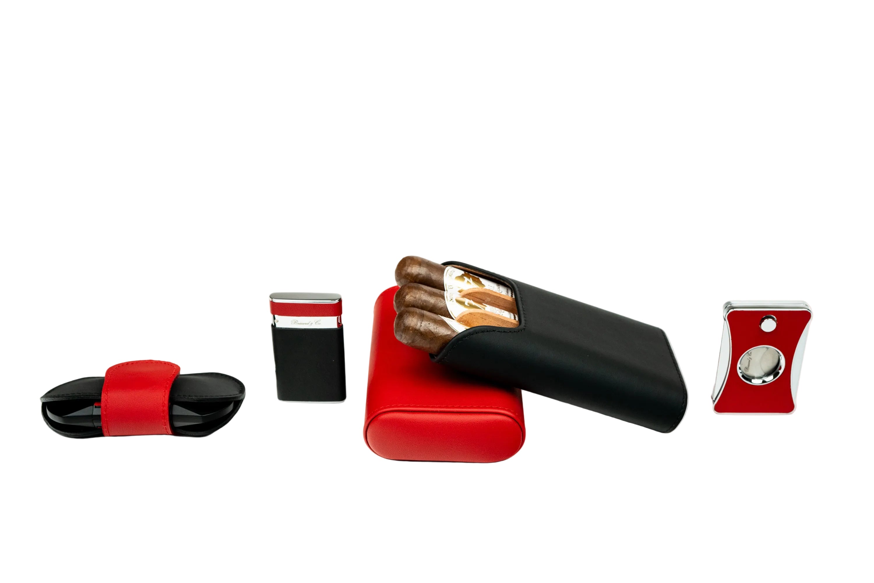 Brizard & Co – “Show Band” 3 Cigar Case – Racing Black Bottom & Red Top
