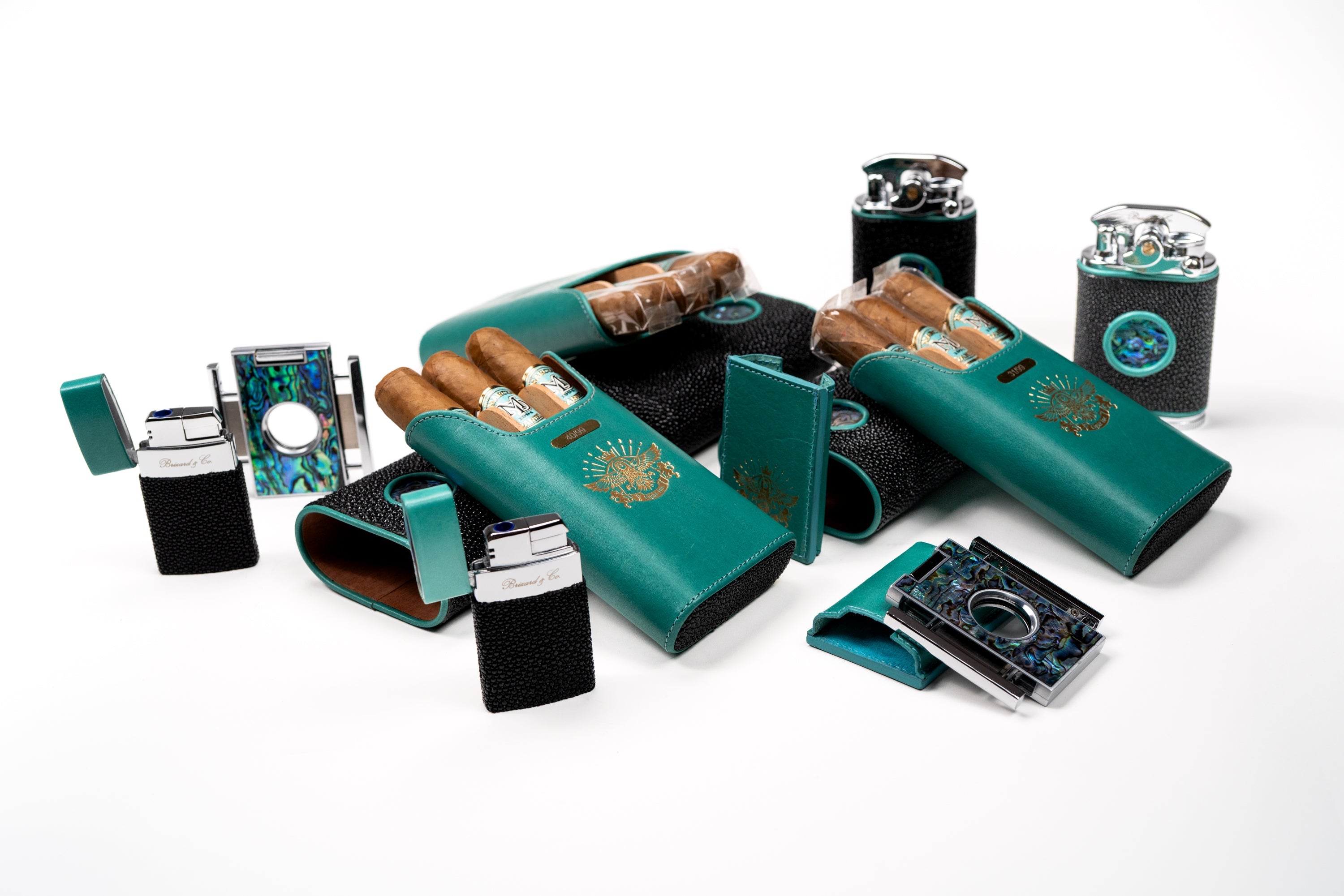 Brizard and Co -  Cigar Set - Abalone and Stingray Leather Collection (Limited Edition) with Cigar Inc. Logo