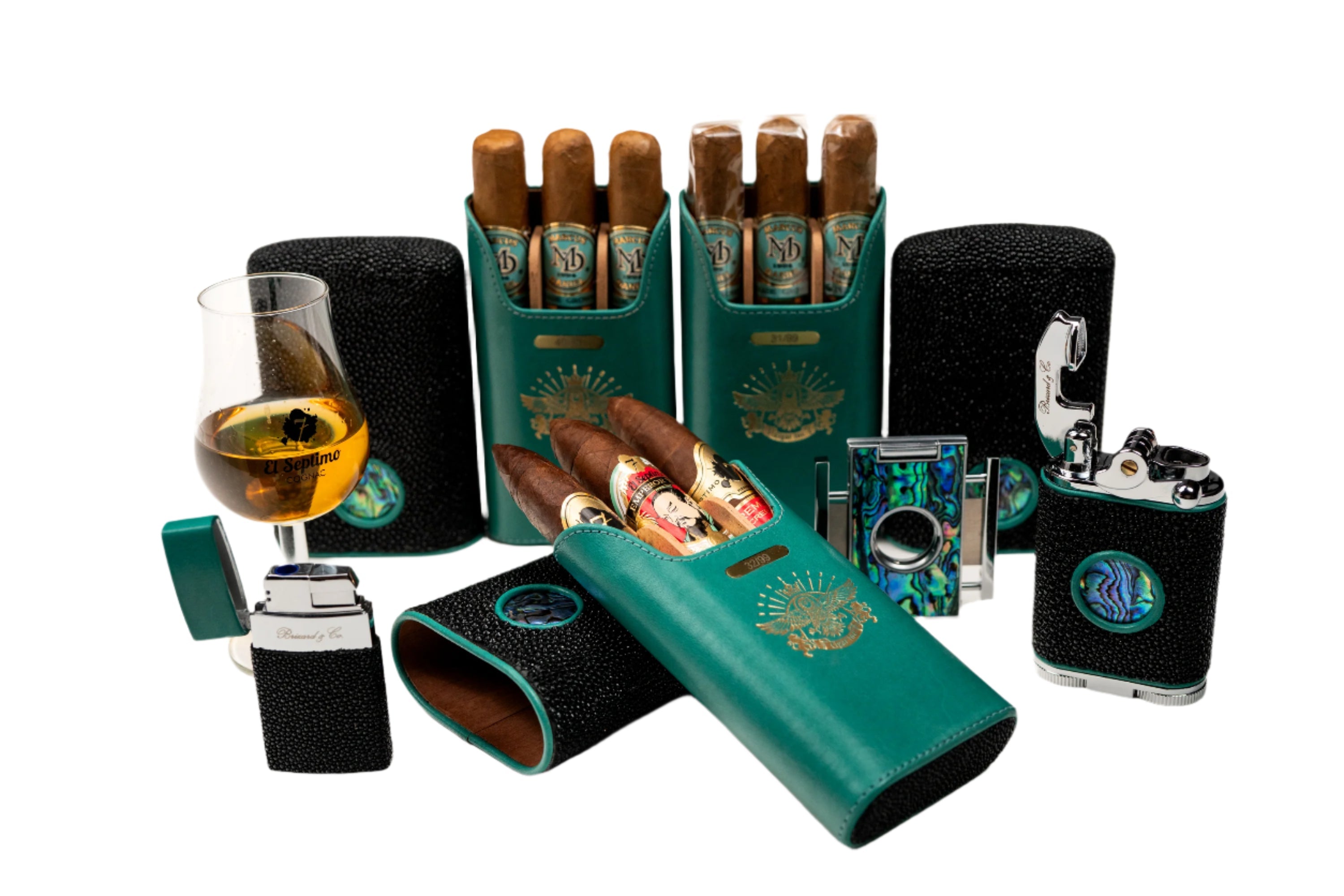 Brizard and Co -  Cigar Set - Abalone and Stingray Leather Collection (Limited Edition) with Cigar Inc. Logo