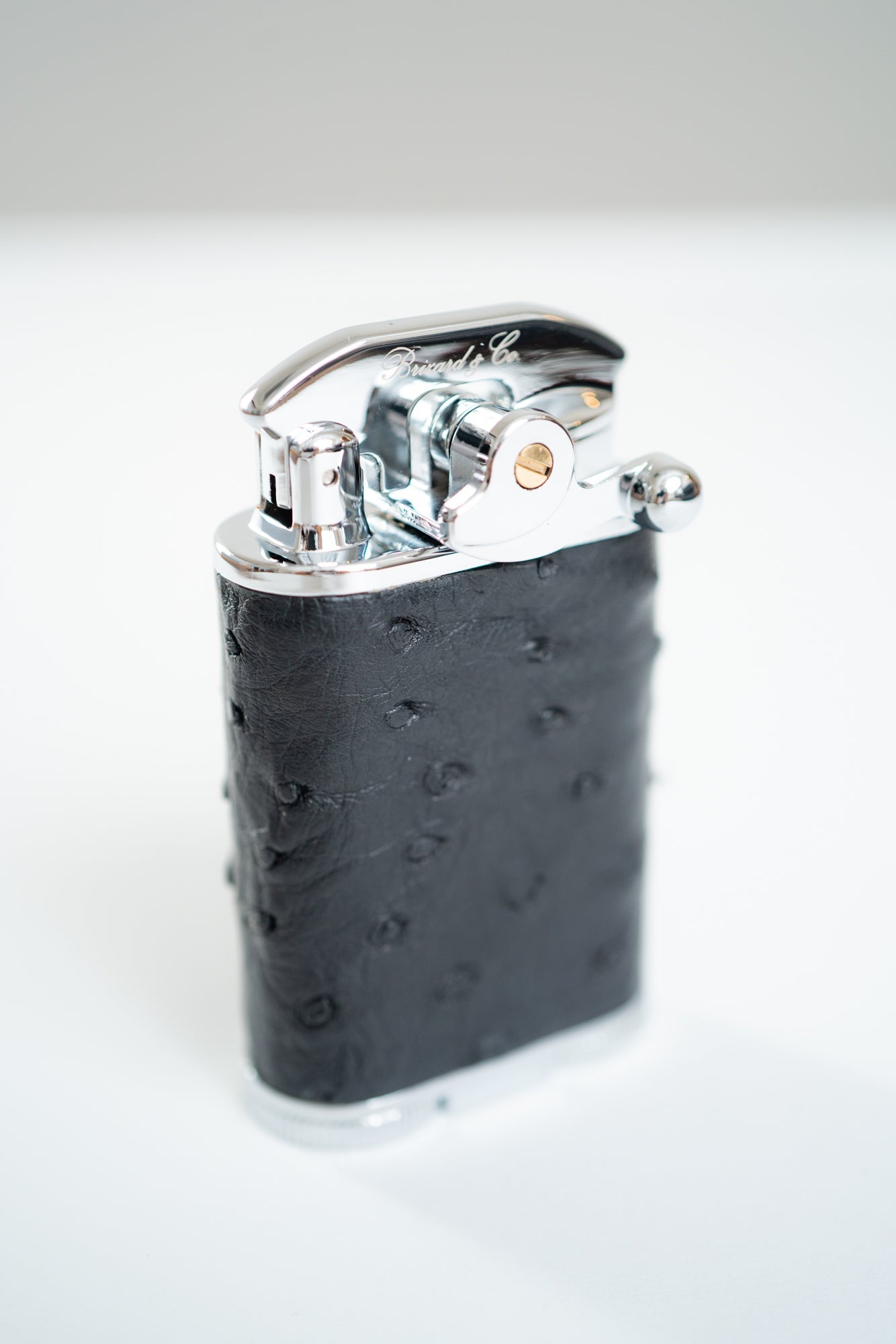 Brizard and Co. - Gatsby Black Ostrich Triple Torch Flame Table Lighter