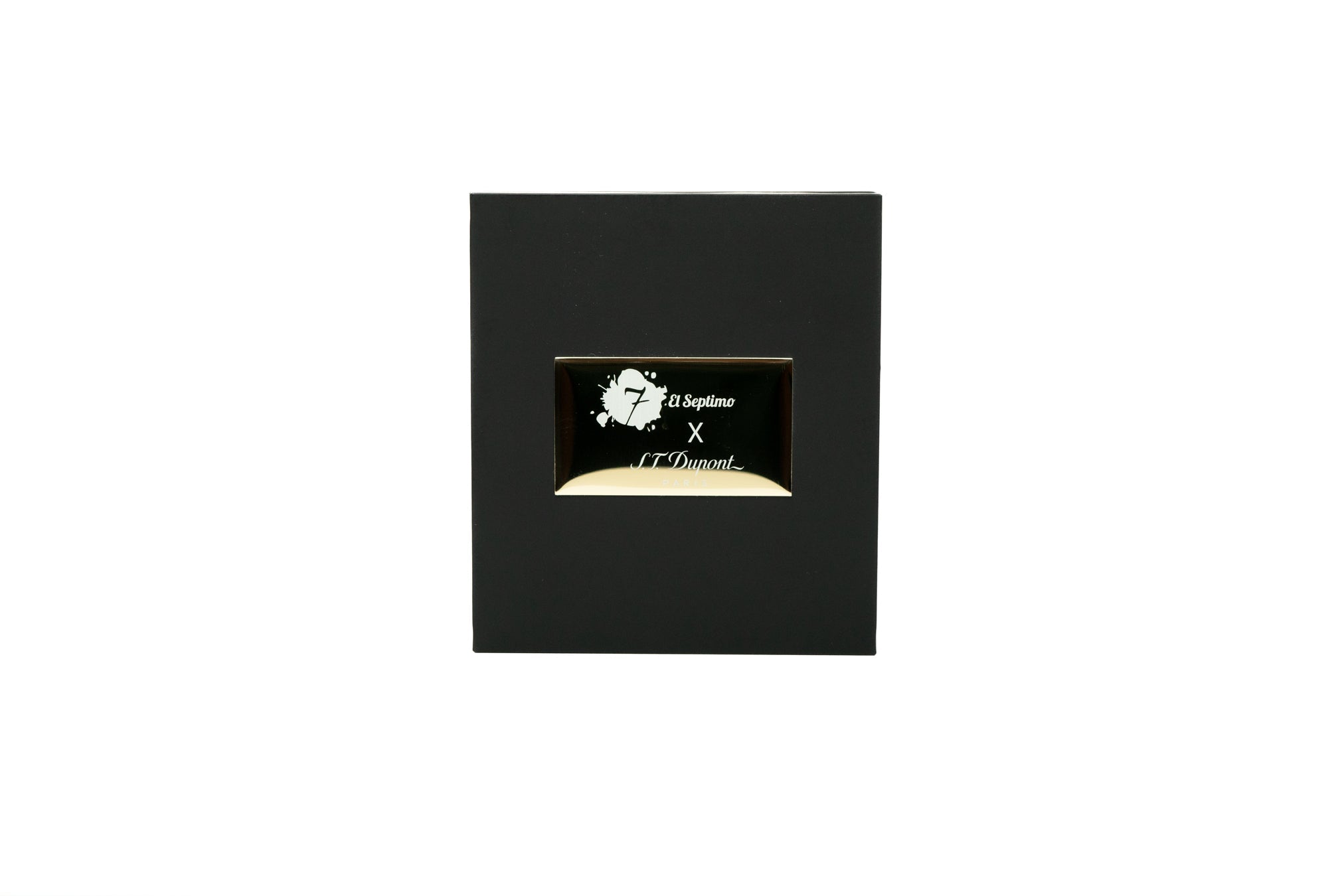 El Septimo X ST Dupont black logo on black cigar box for el septimo luxury cigars.