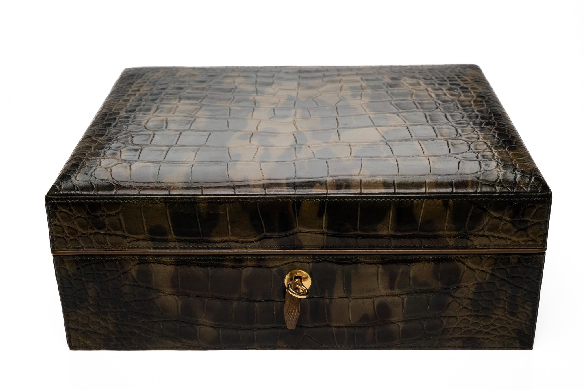 premium cigar box with real alligator skin