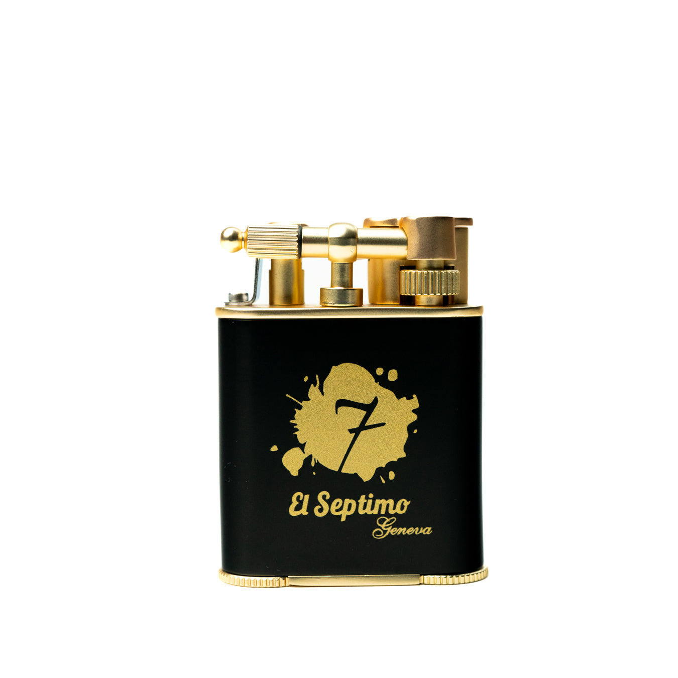 black and gold  El Septimo Double Jet Torch Lighter & Punch, a high-end cigar accessory