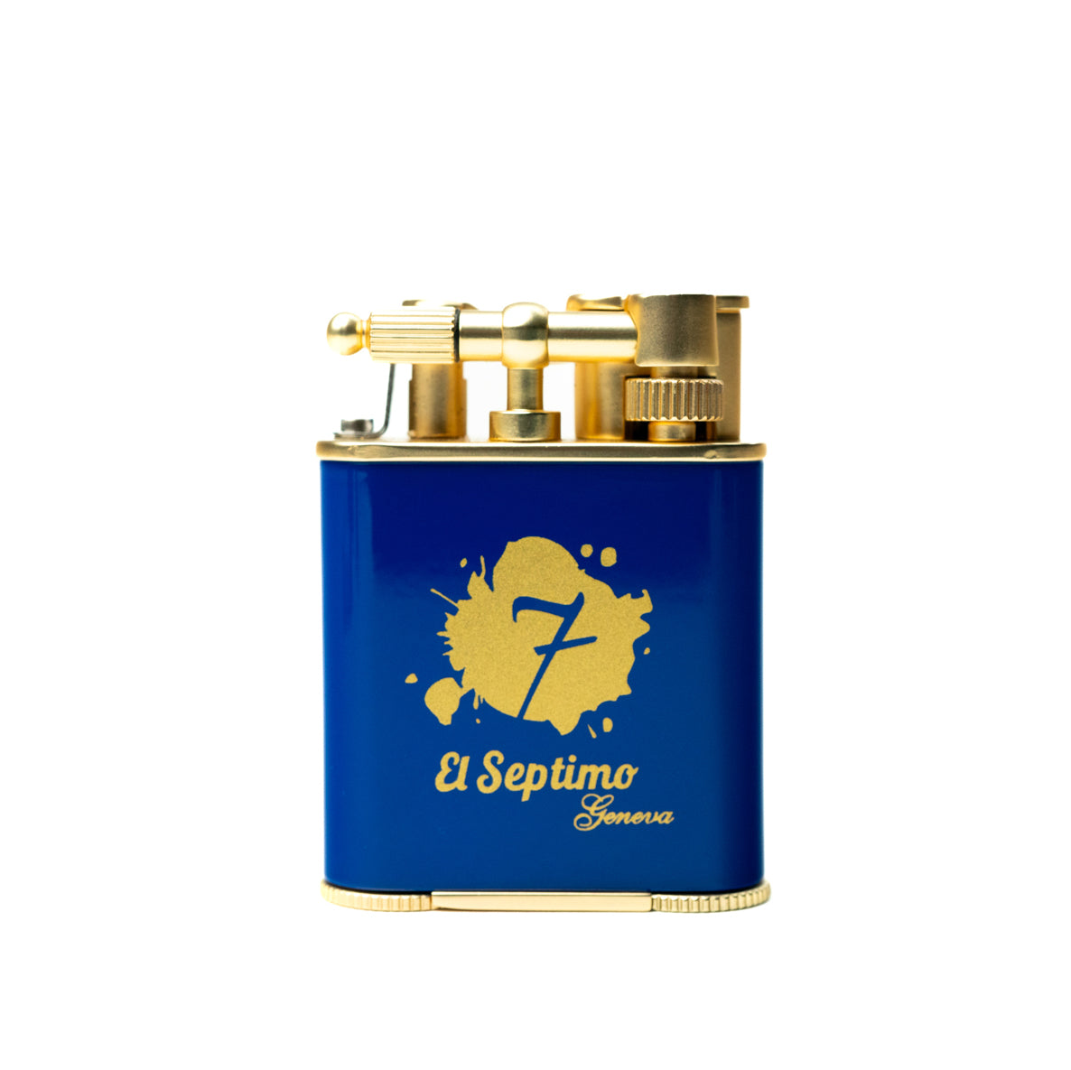 blue and gold  El Septimo Double Jet Torch Lighter & Punch, a high-end cigar accessory