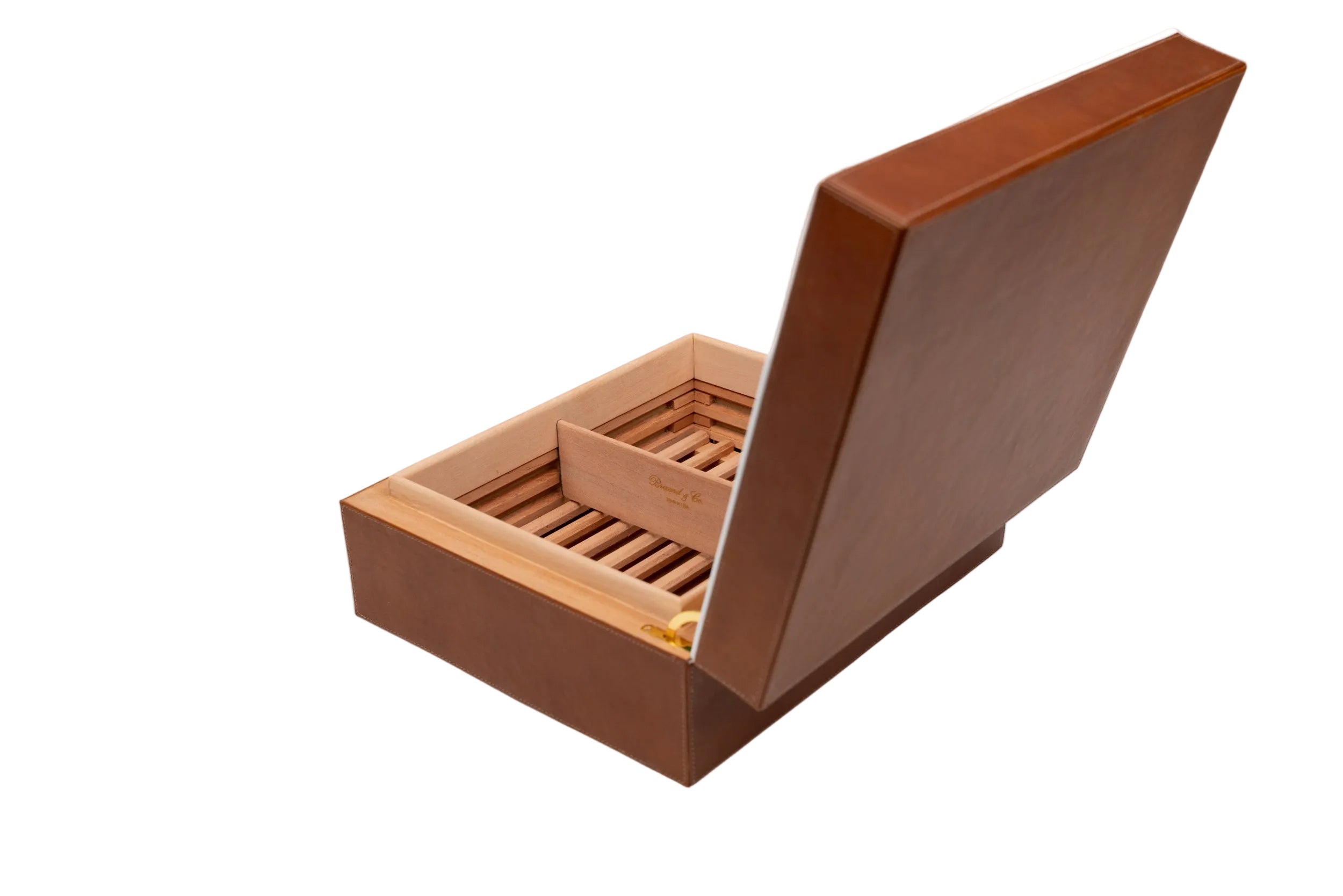 Brizard & Co – “Airflow” Cigar Humidor (30/40 Count) - Whisky Calf Leather & White Collection