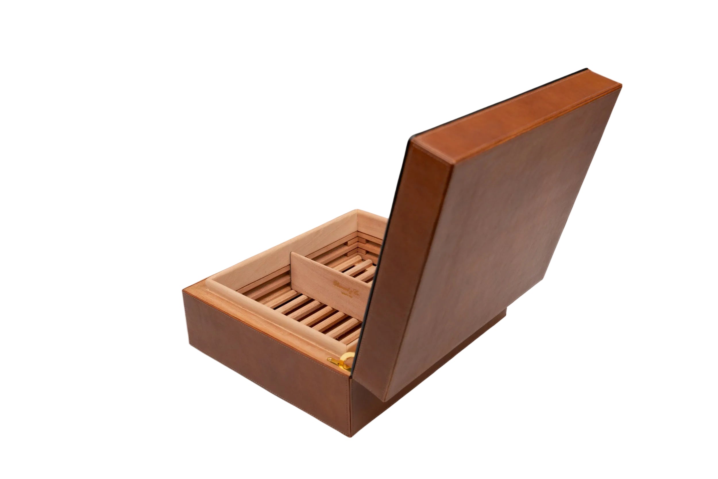 Brizard & Co – “Airflow” Cigar Humidor (30/40 Count) - Whisky Calf Leather & Black Collection