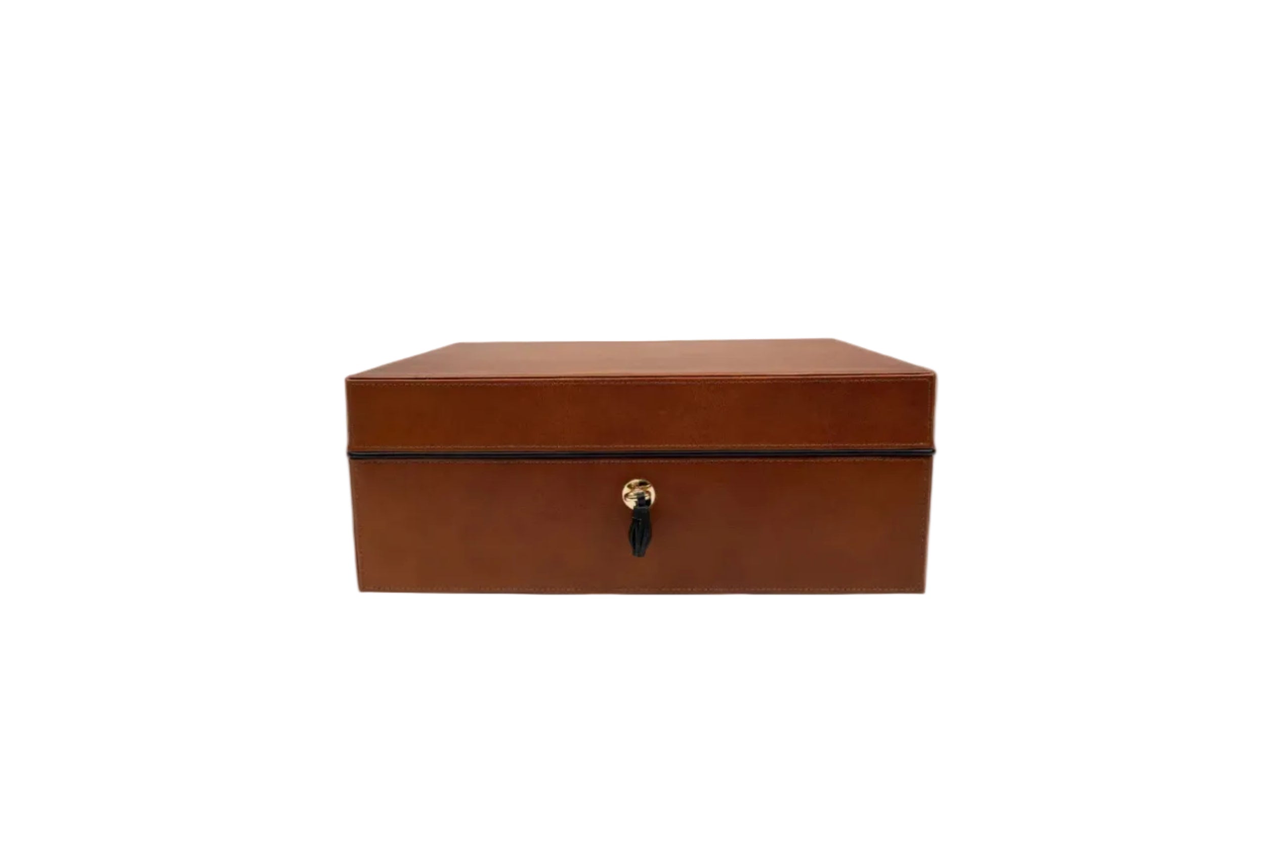 Brizard & Co – “Airflow” Cigar Humidor (70/80 Count) - Whisky Calf Leather & Black Collection