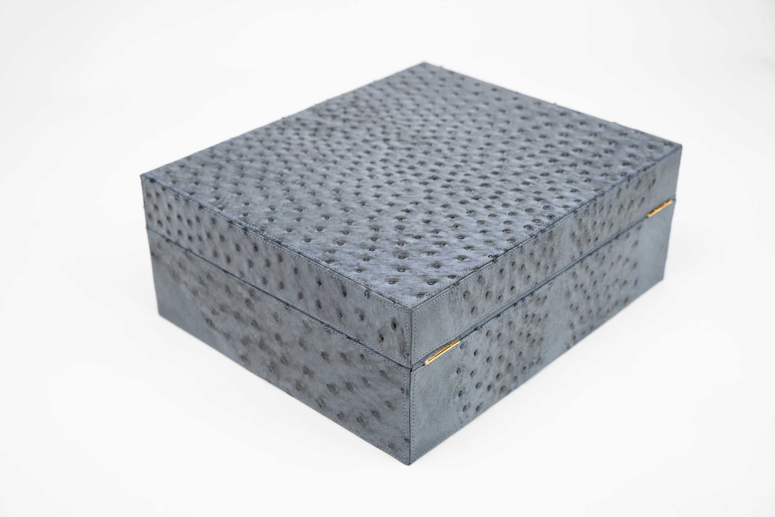 Brizard and Co - "Airflow" Humidor  , Genuine Ostrich Bruciato Denim