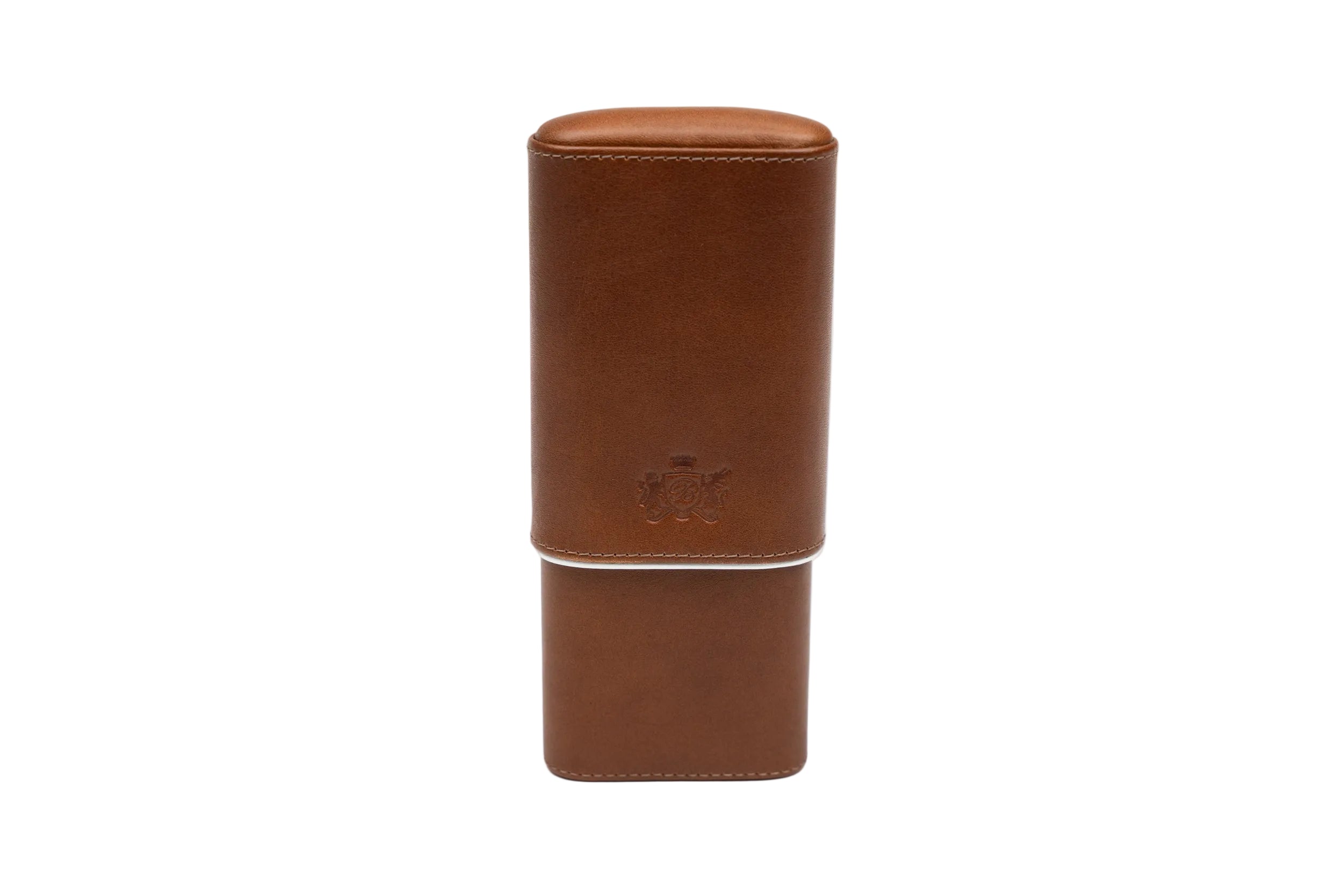Brizard & Co – Show Band 3 Cigar Case Gordo – Whisky Calf Leather & White