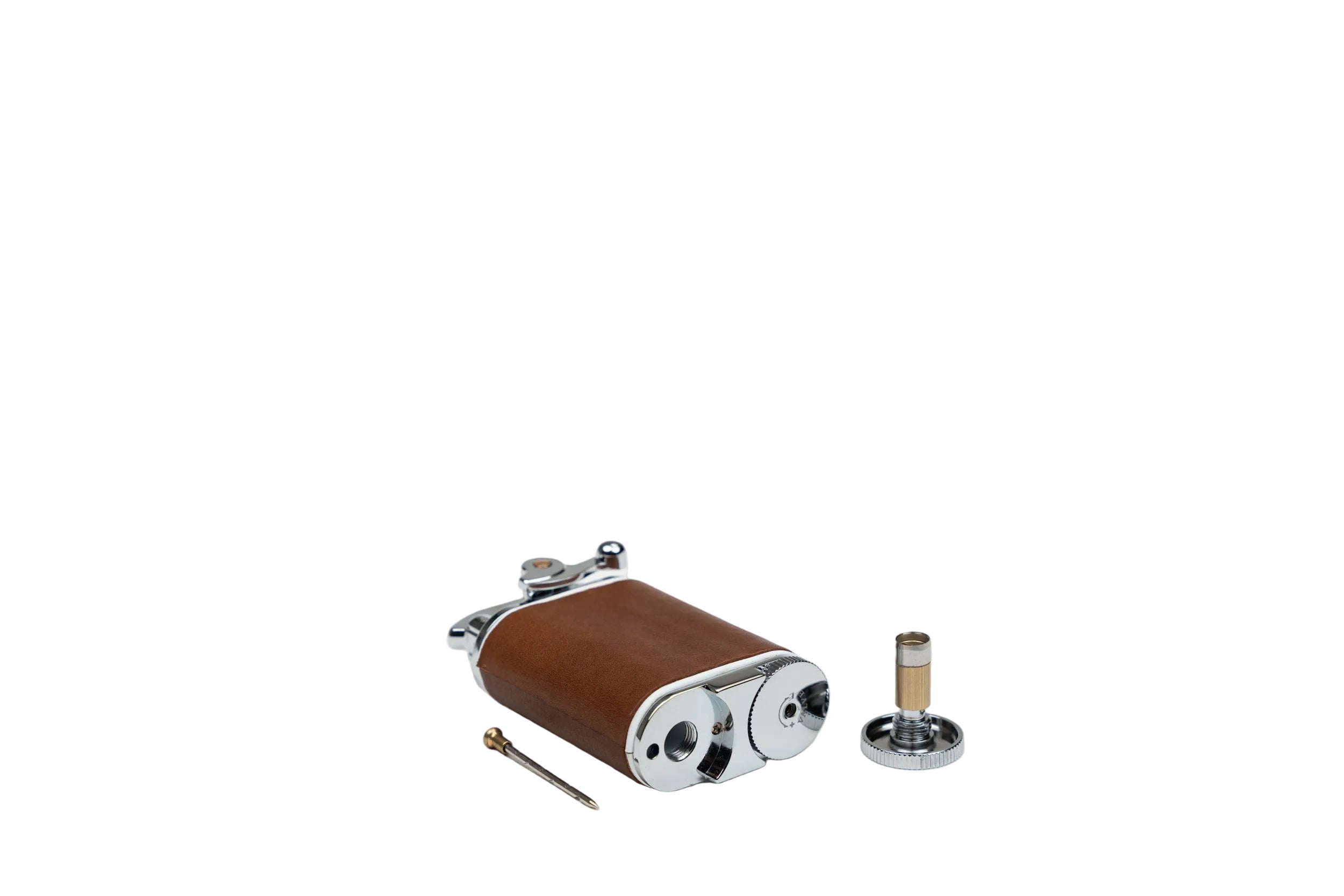 Brizard & Co – Gatsby Table Lighter - Whisky Calf Leather & White