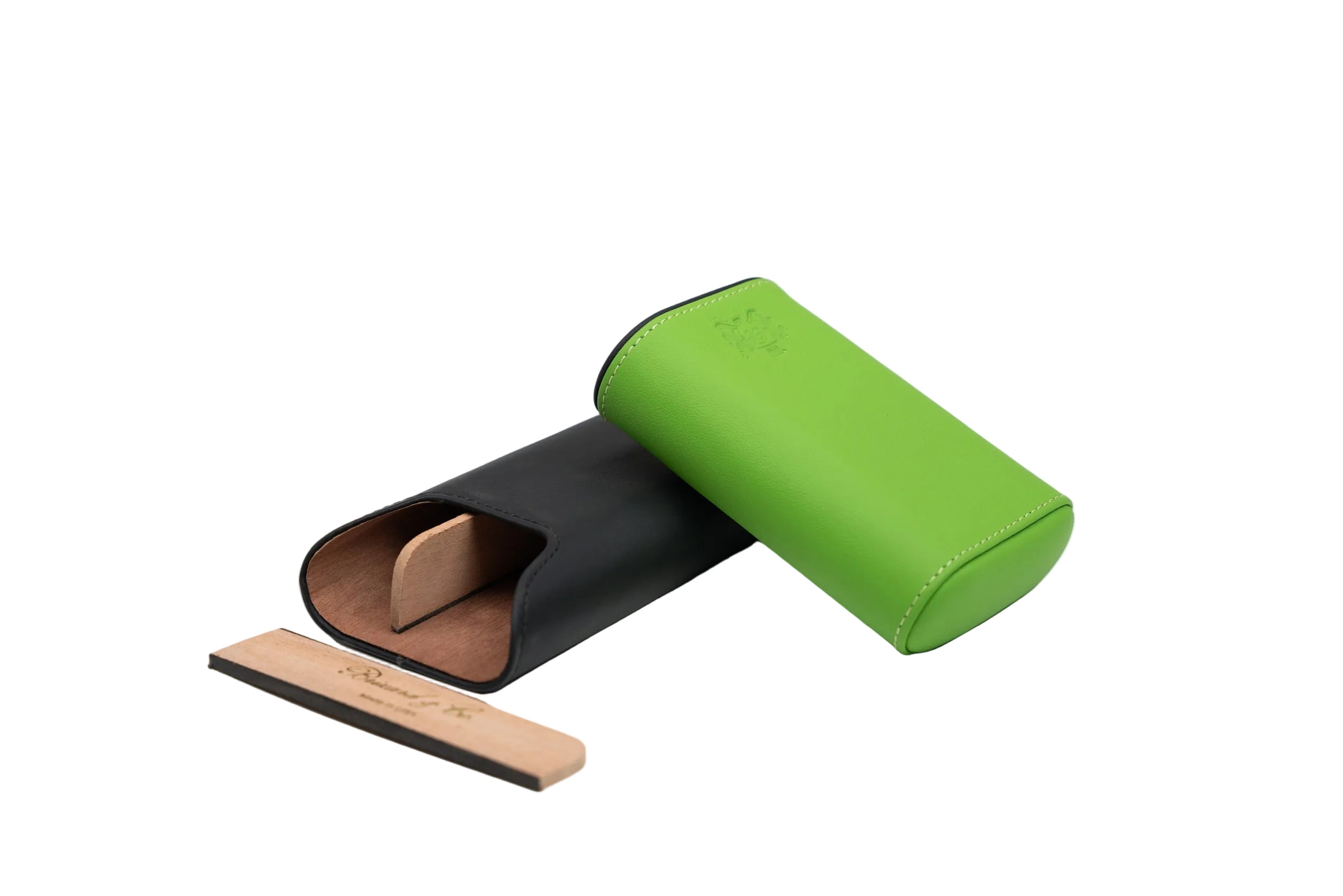 Brizard & Co – “Show Band” 3 Cigar Case – Racing Black & Lime Green Collection