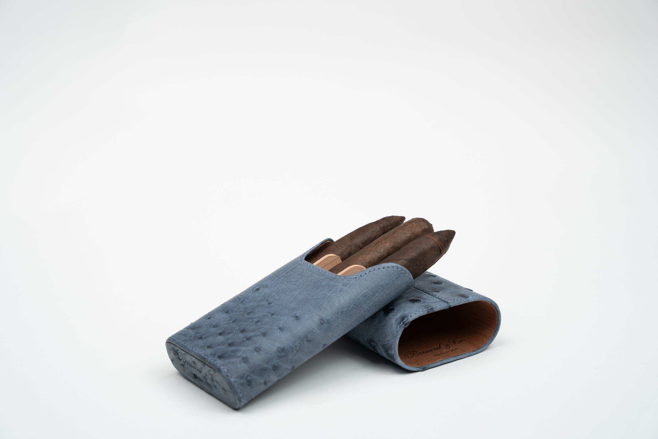 Brizard and Co - Cigar CaseGenuine Ostrich Bruciato