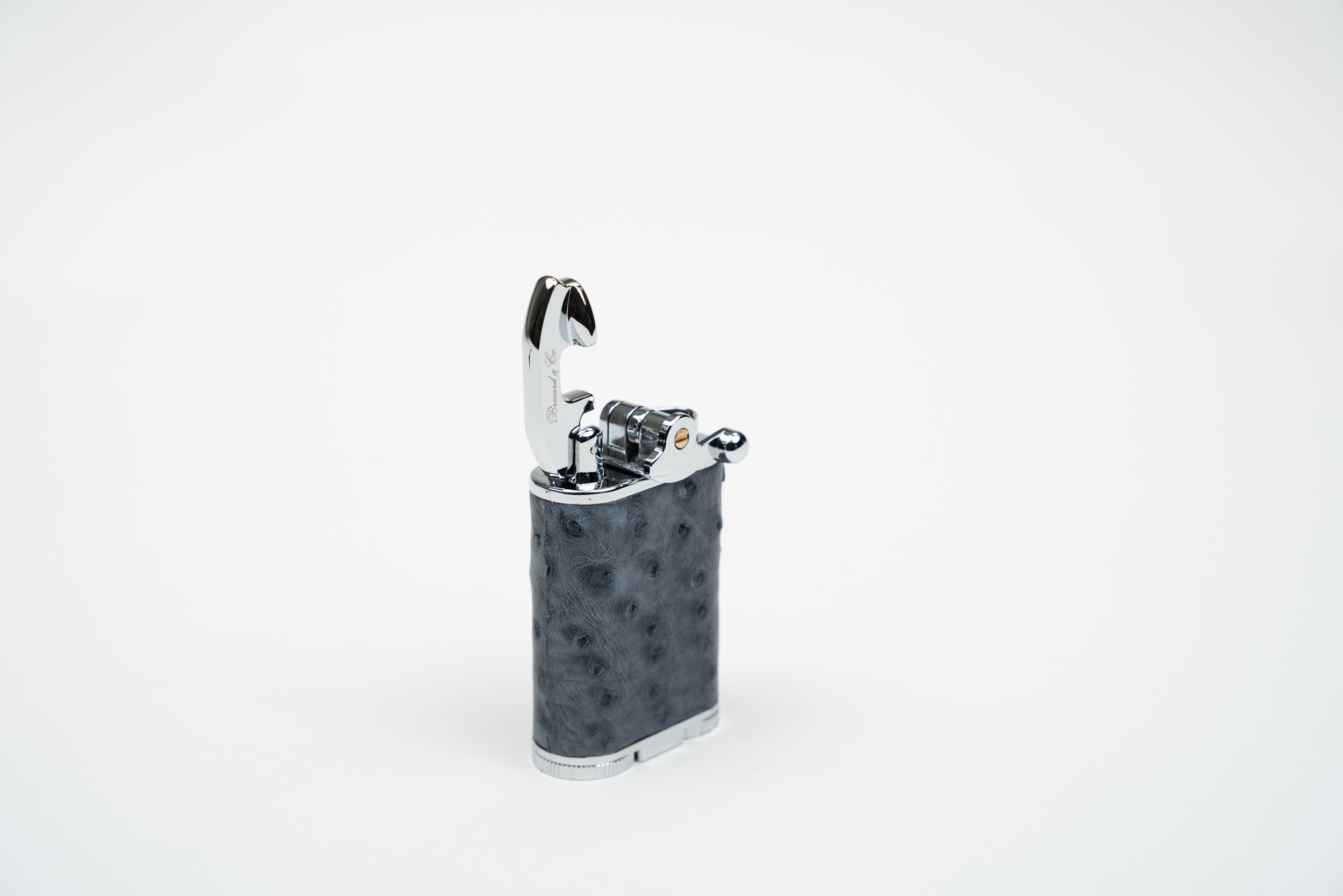 Brizard and Co - Gatsby Table Lighter Genuine Ostrich Bruciato