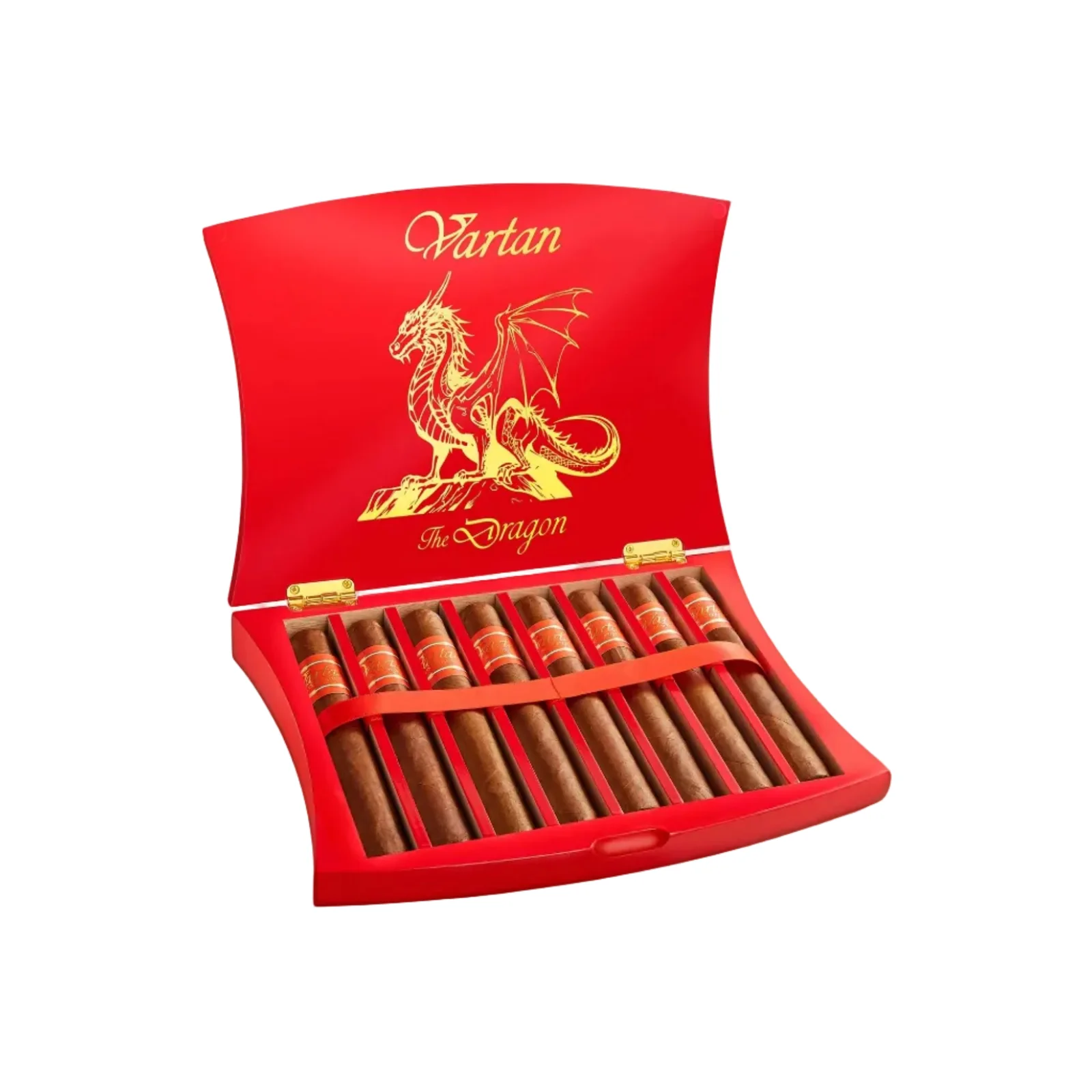 Vartan The Dragon A Bold & Luxurious Premium Cigar in a red box with gold letters and a gold dragon.