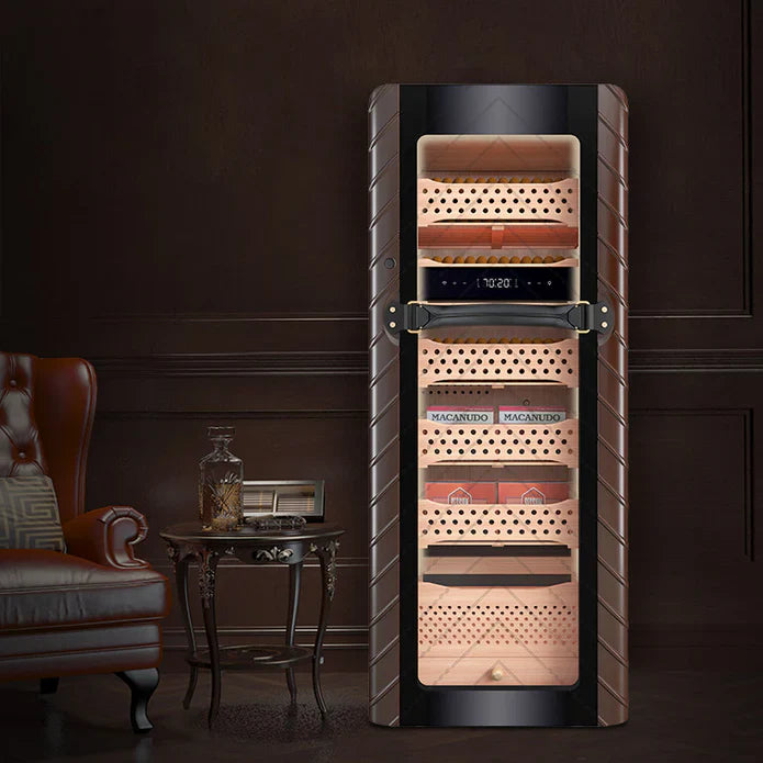elegant Afidano cigar humidors use sculpture and canvas painting with Spanish Cedar and are equipped with an original HPR temperature and humidity constant system to give your cigar a relaxed and comfortable space for fermentation.