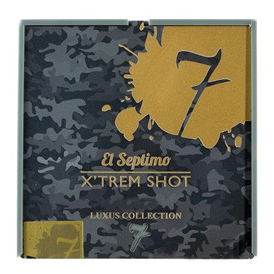 El Septimo X'TREM SHOT Luxus Collection packaging with camouflage design and gold accents.
