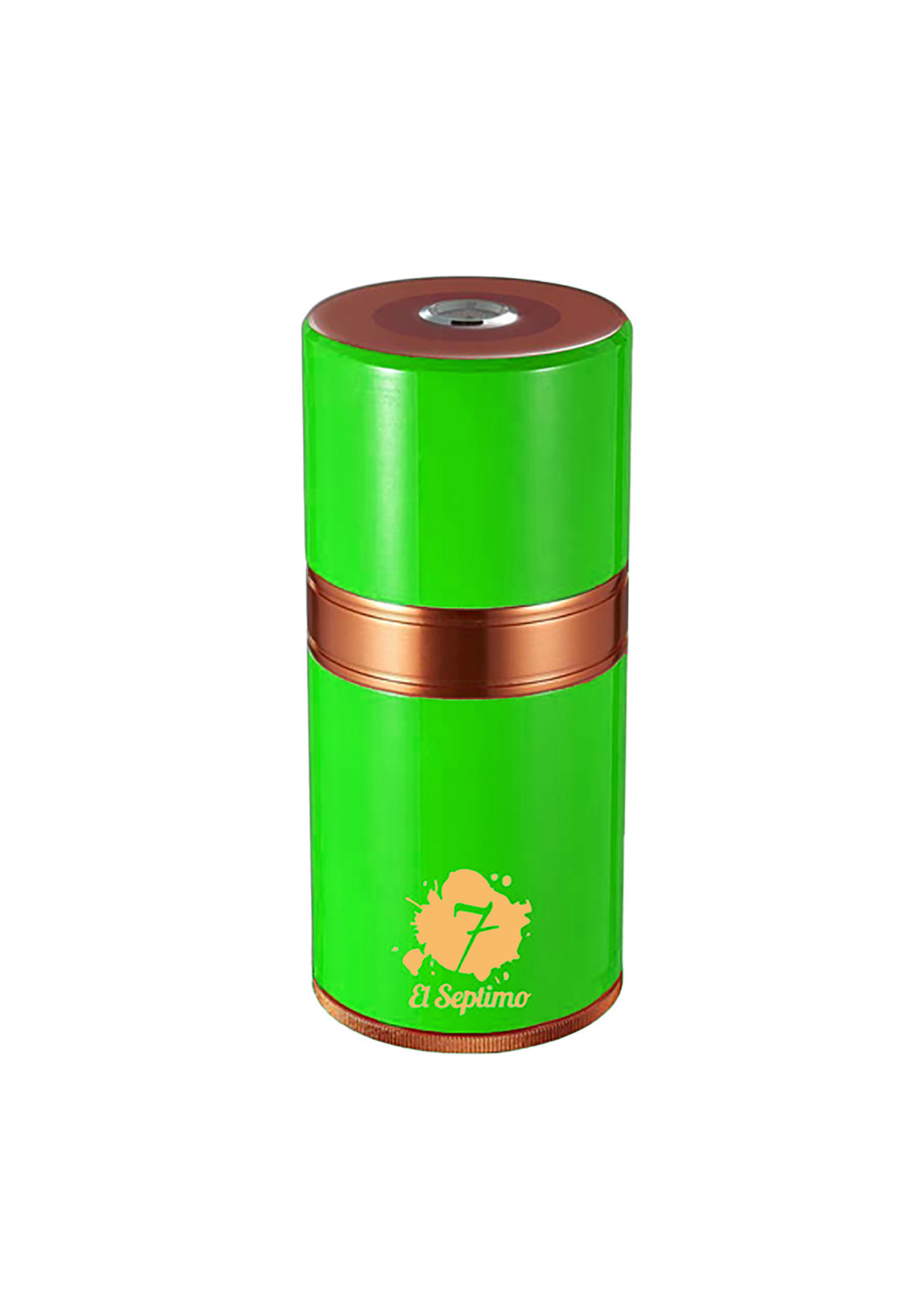 Green and gold El Septimo Small Travel Tube displayed upright with visible ventilation holes