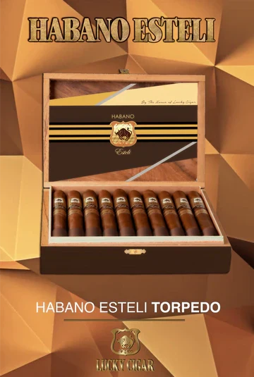 Lucky Cigar - Habano Estelli - 6" x 52 Torpedo