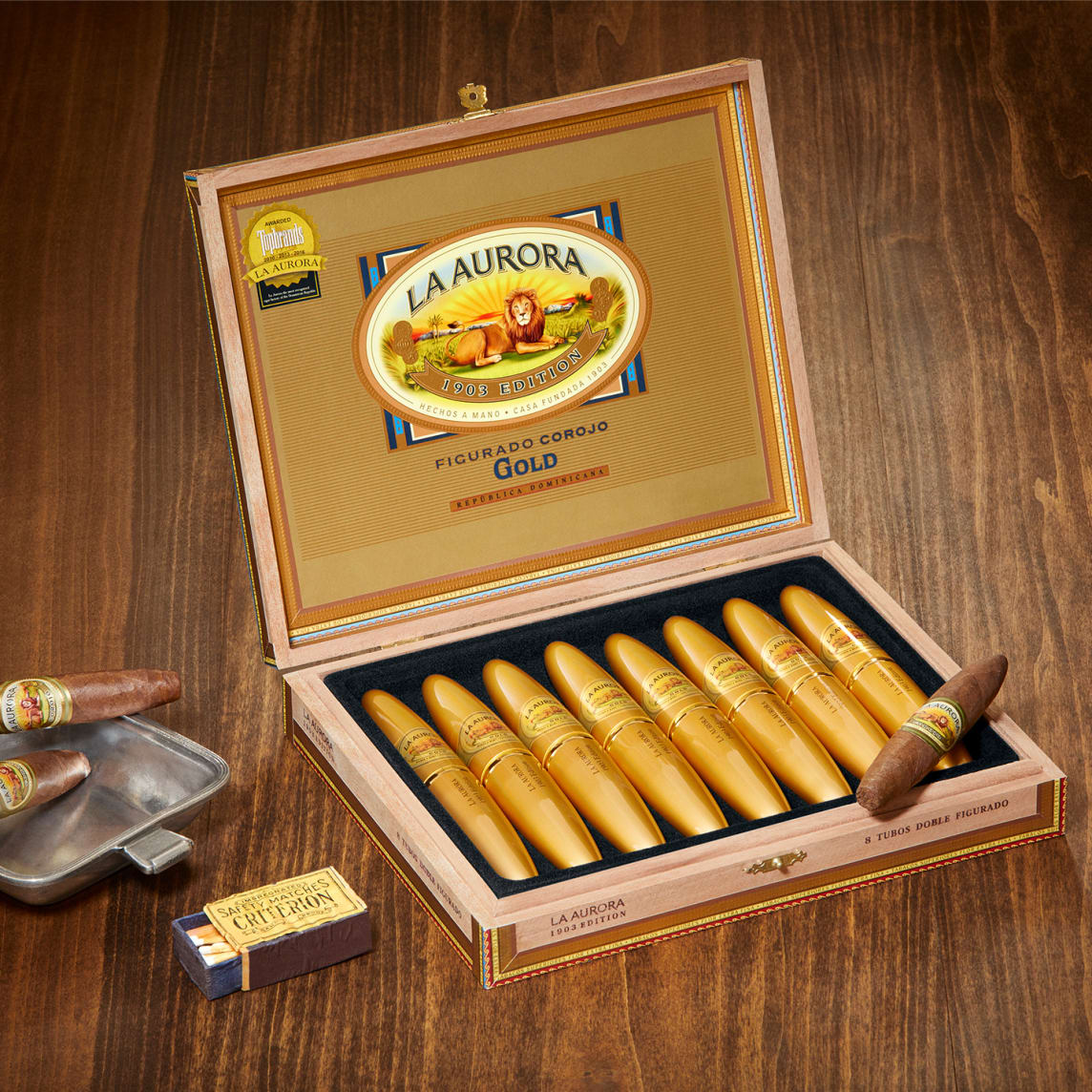 La Aurora Preferidos 1903 Gold Tubo – fine Corojo cigar from Los Angeles cigar shop