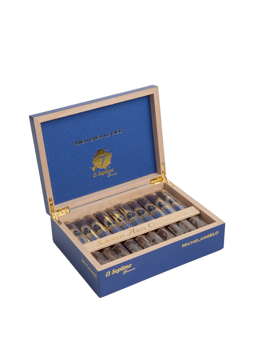 Blue and gold box of Michelangelo El_Septimo_Cigars