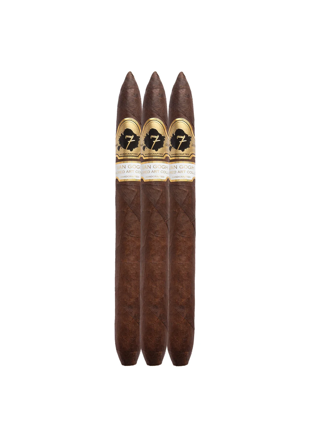 Three El Septimo Van Gogh cigars against a white background