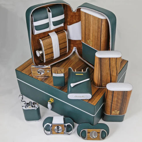 Brizard & Co – Golf Heritage Collection Havana Traveler w/ Flask, Cases & Magnetic Pouches