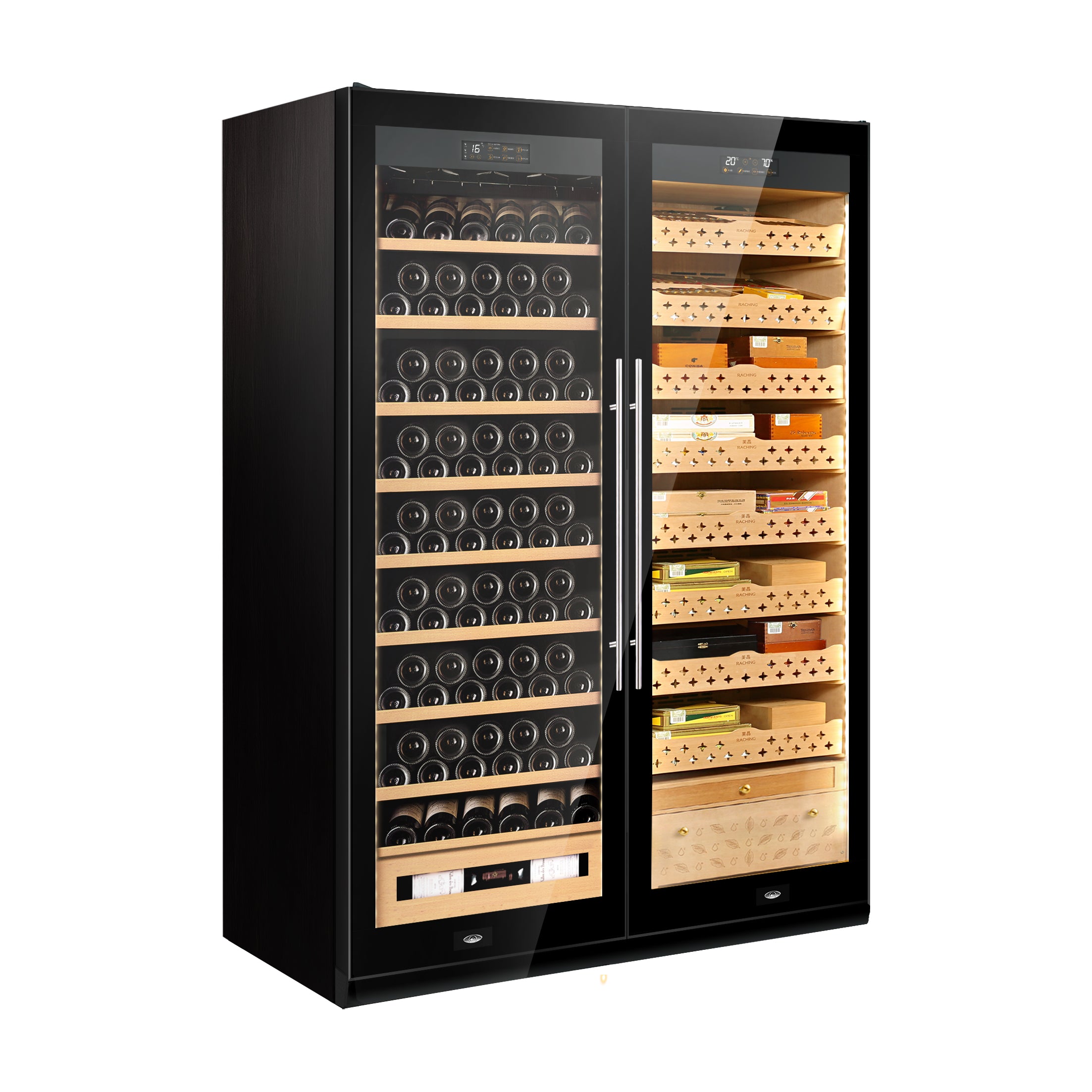 Raching - SD-800 Dual-Zone Smart Cigar Humidor & Wine Cabinet
